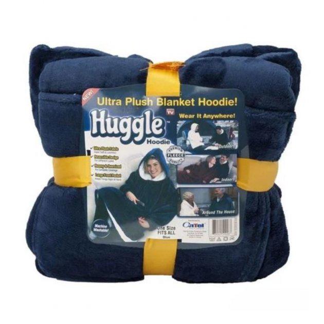 Плед з рукавами HuggleHoodie двосторонній з капюшоном Oversize Синій (5685)