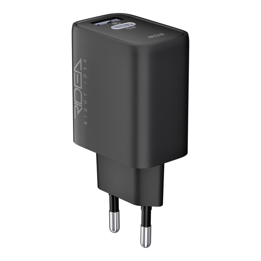Зарядний пристрій мережевий Ridea RW-20220 Rapid Duo 1×USB-A + 1×USB-C PD/QC 20 Вт 100-240 В (37991228)