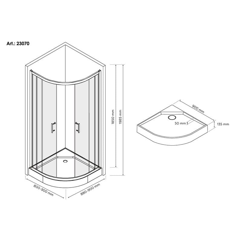 Душевая кабина Britc Lira 90x90 см с поддоном стекло 4 мм (67524) - фото 3