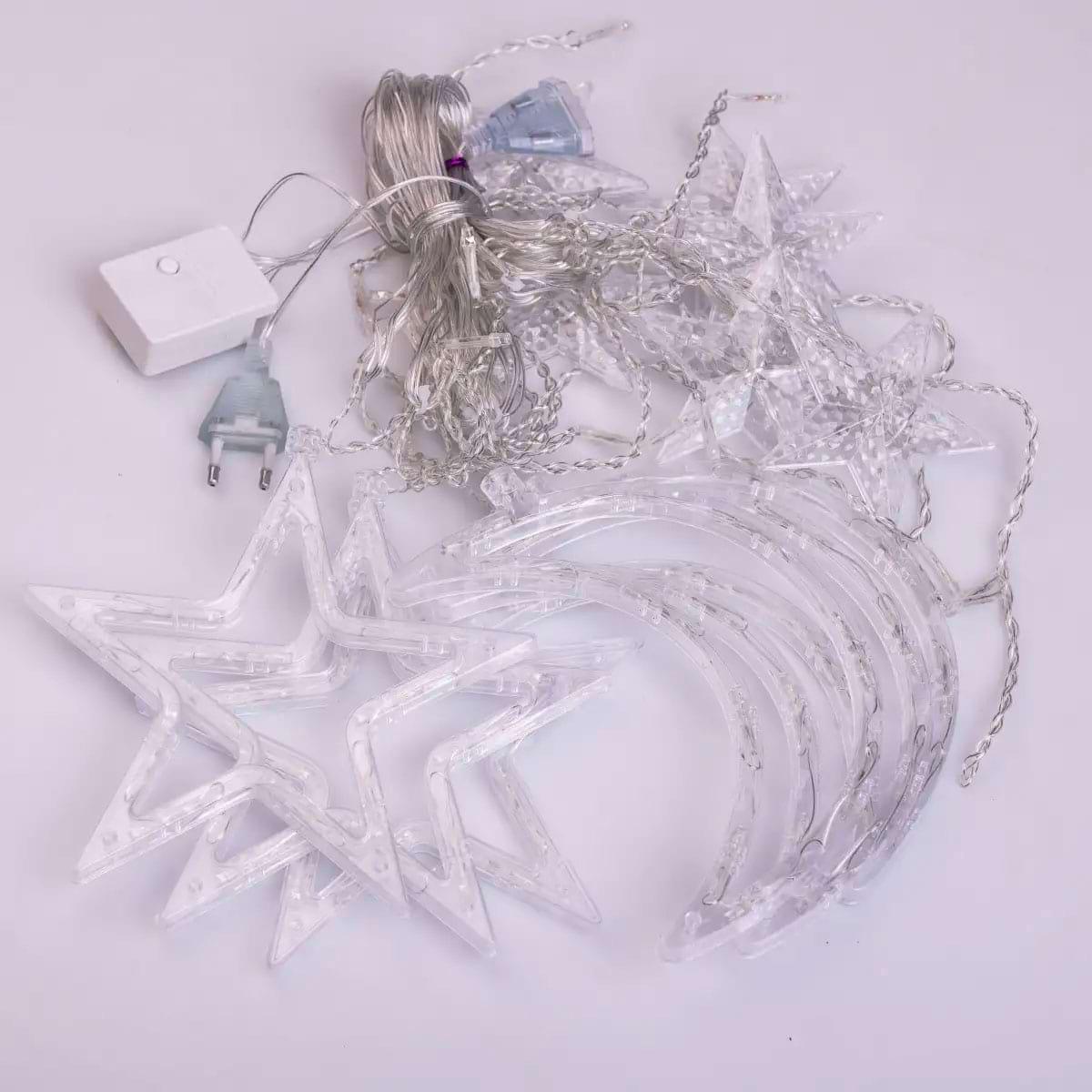 Гирлянда-штора Звезда на окно/для фотозон 3 м Белый (5320)