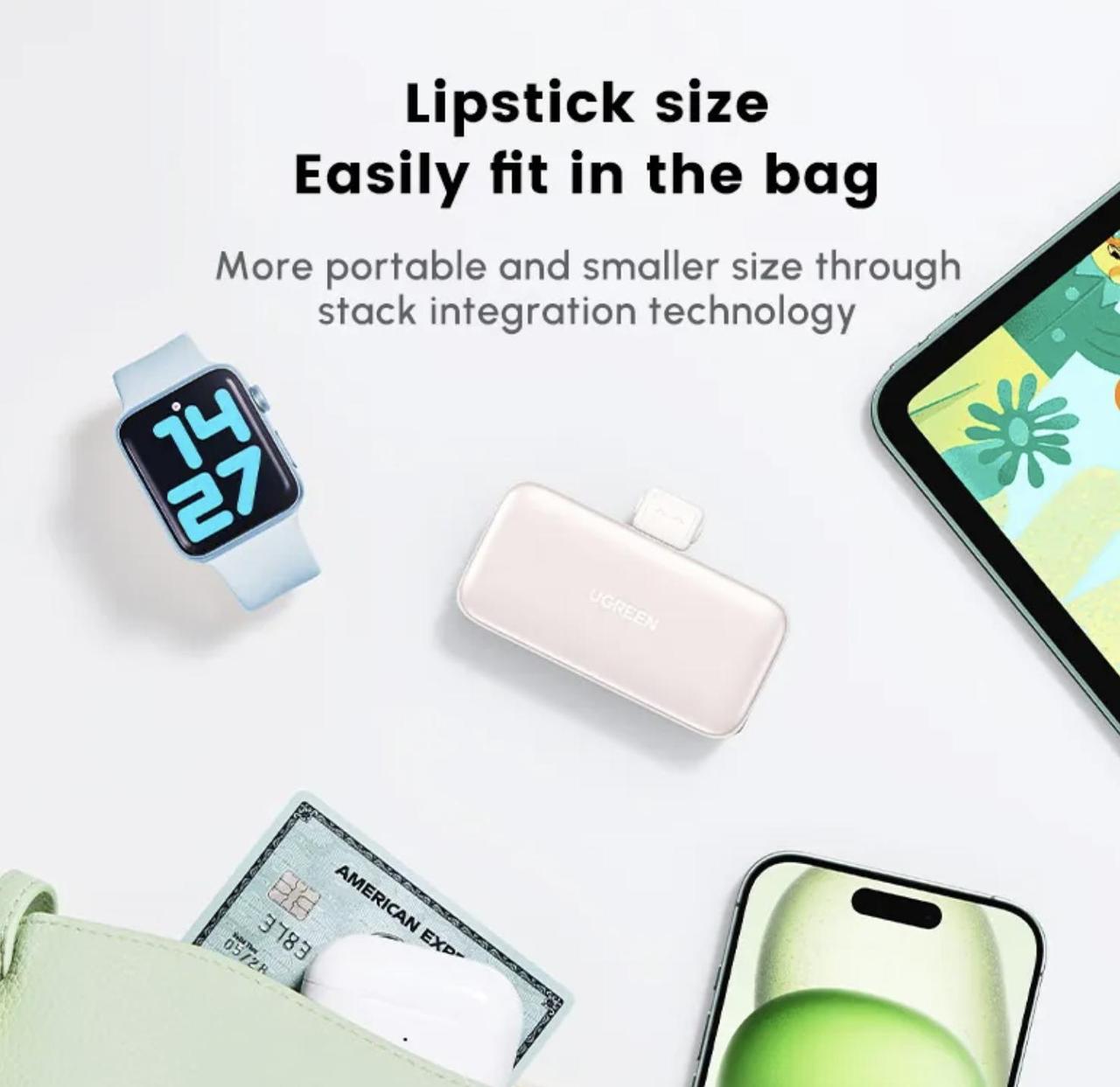 Повербанк UGREEN Nano 5000 mAh Pink (2390696101) - фото 2 Повербанк UGREEN Nano 5000 mAh Pink (2390696101) - фото 2