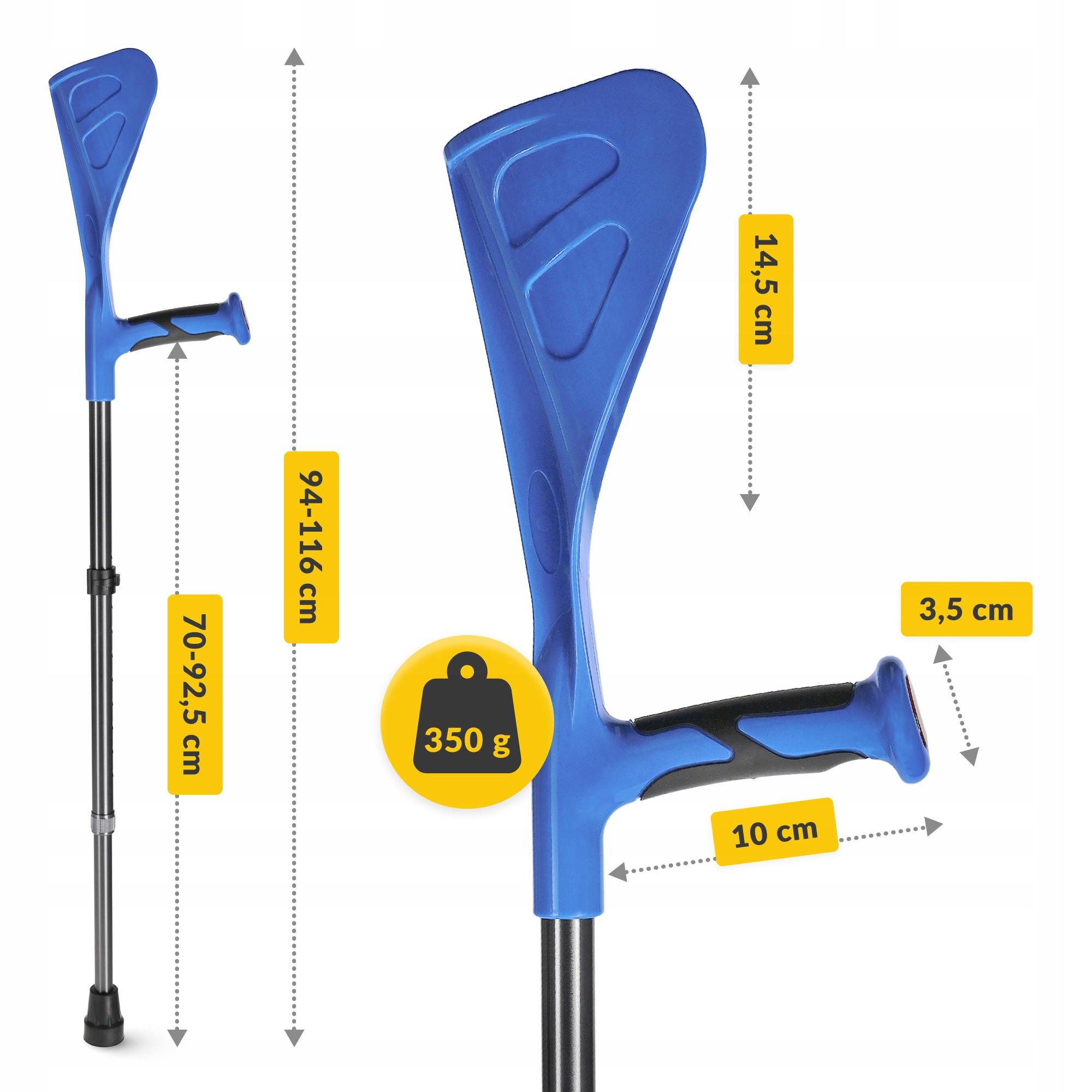 Милиці ортопедичні 4fizjo PRO 2 шт. з опорою для ліктя Blue (P-5905973403580) - фото 7
