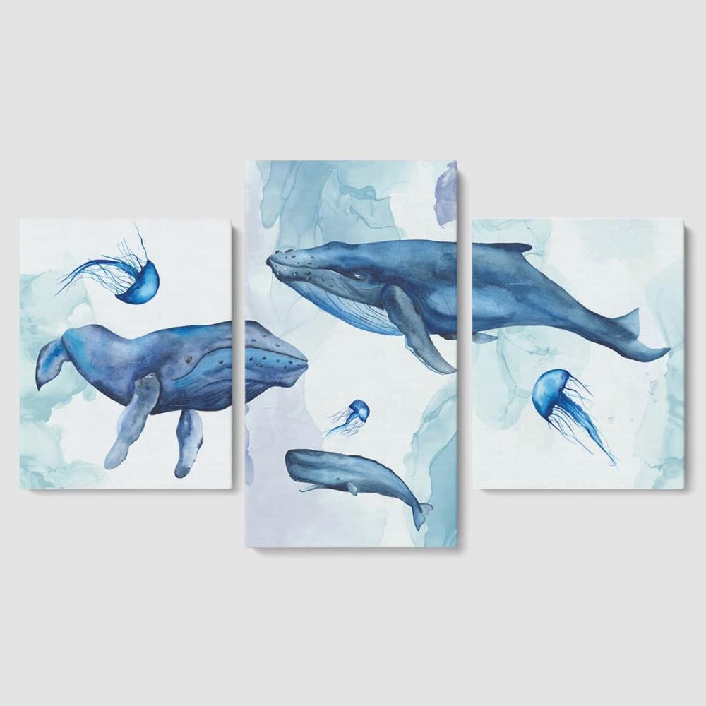 Картина модульная Malevich Store Киты из трех частей 96x60 см (MK322019)