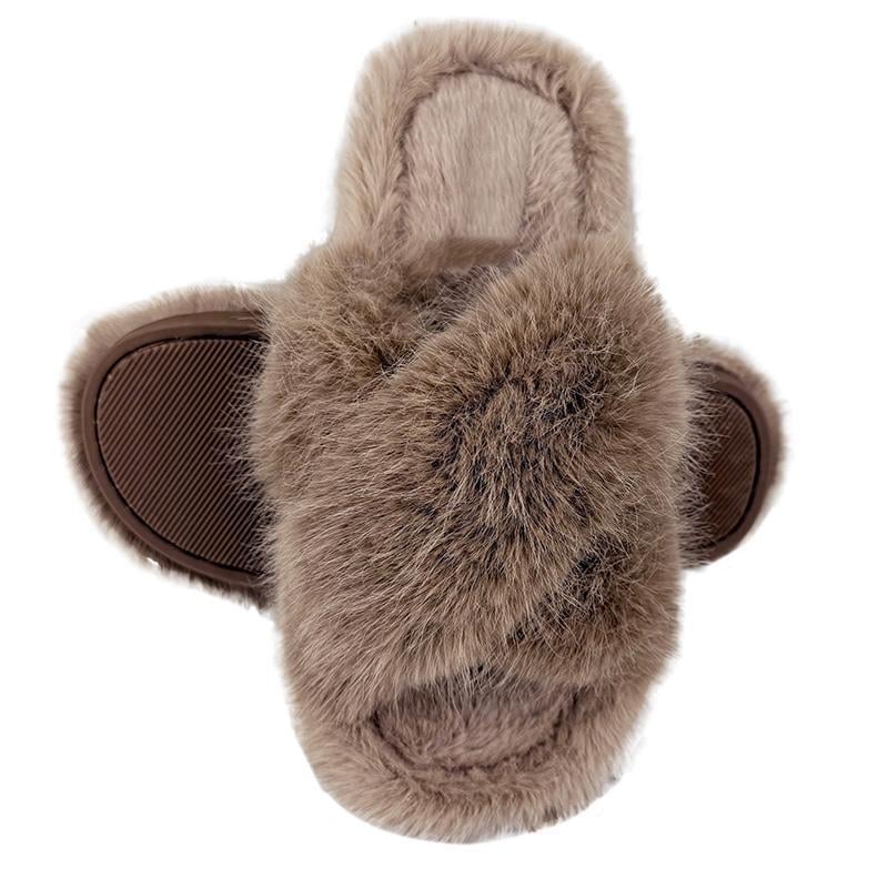 Комнатные тапочки женские пушистые 80136-3 p. 36-37 23-23,5 см Коричневый