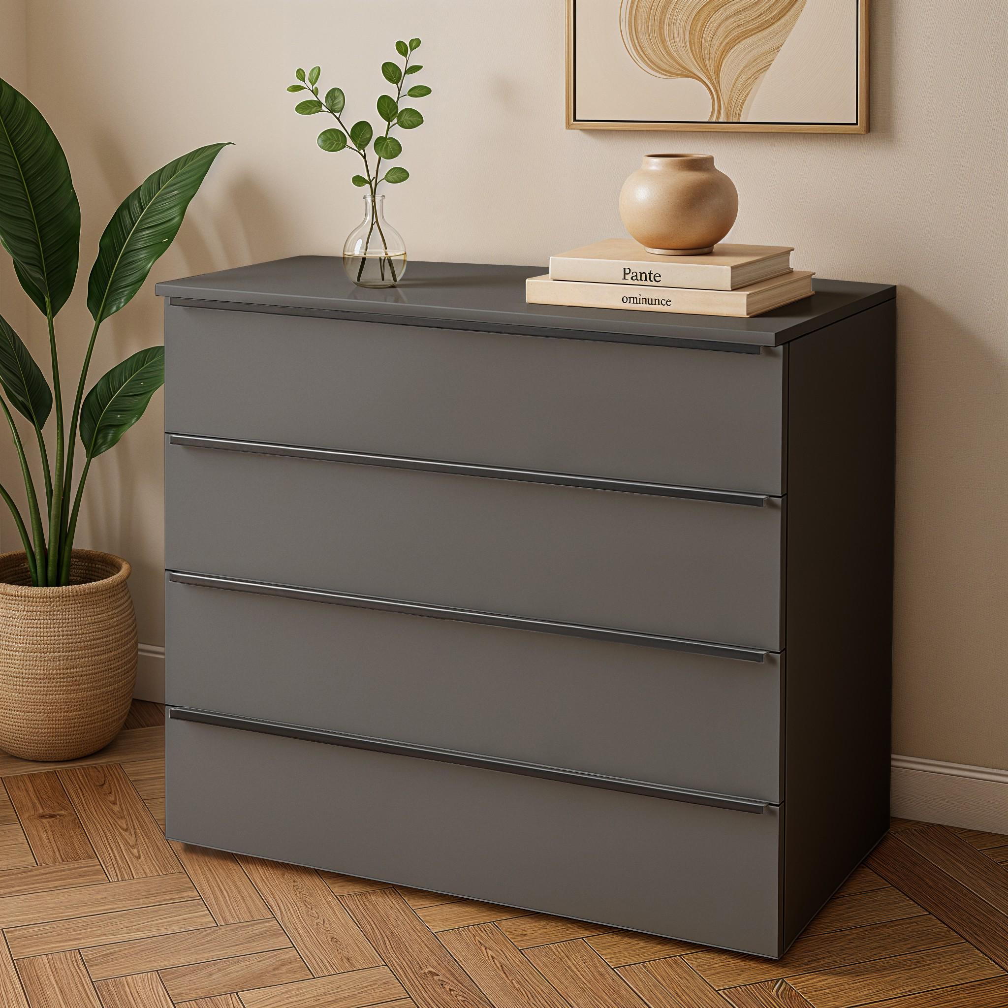 Комод на 4 ящика FTX-4 1000х544х1014 мм Антрацит - фото 1 Комод на 4 ящика FTX-4 1000х544х1014 мм Антрацит - фото 1