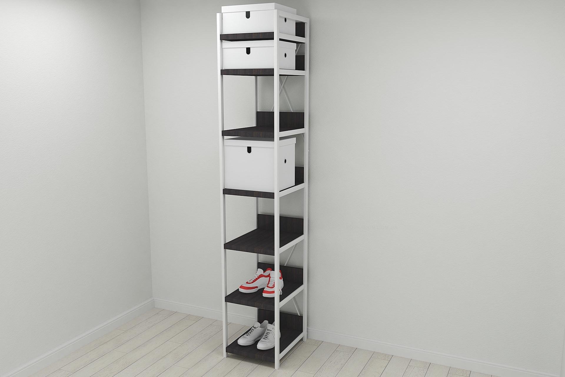 Шкаф-гардероб Ferrum-decor Коннект Уни секция 4 металл/ДСП 32 мм 220x40x50 см Белый/Венге Магия (FRD-104556)