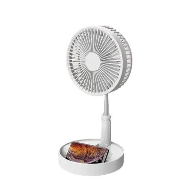 Вентилятор аккумуляторный портативный телескопический бесшумный на ножке White - фото 6