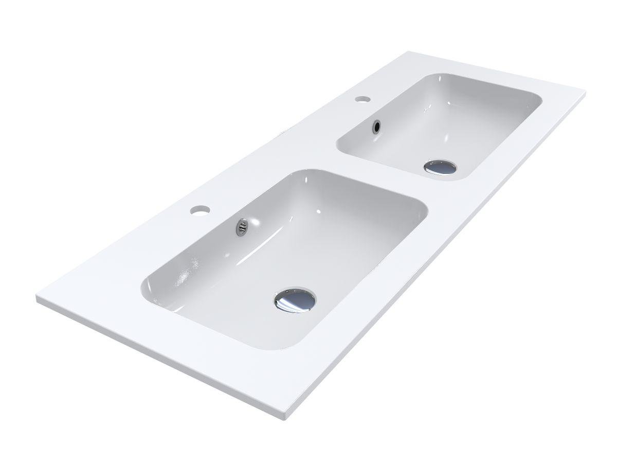 Умивальник Miraggio DELLA 1200-2 з литого мрамора глянсовий Білий (83996) Умивальник Miraggio DELLA 1200-2 з литого мрамора глянсовий Білий (83996)