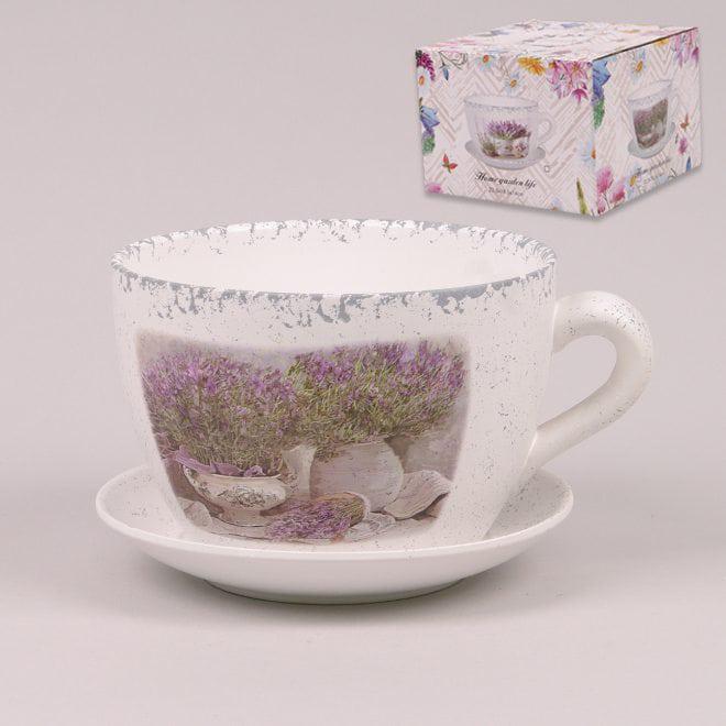 Горшок керамический Flora Чашка с подставкой (36623)