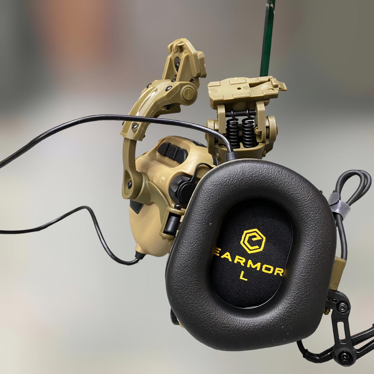 Наушники активные Earmor M32 Mod3 HD-ACC-08 c креплением на шлем со съемным микрофоном и гарнитурой Койот (244822-244391) - фото 10