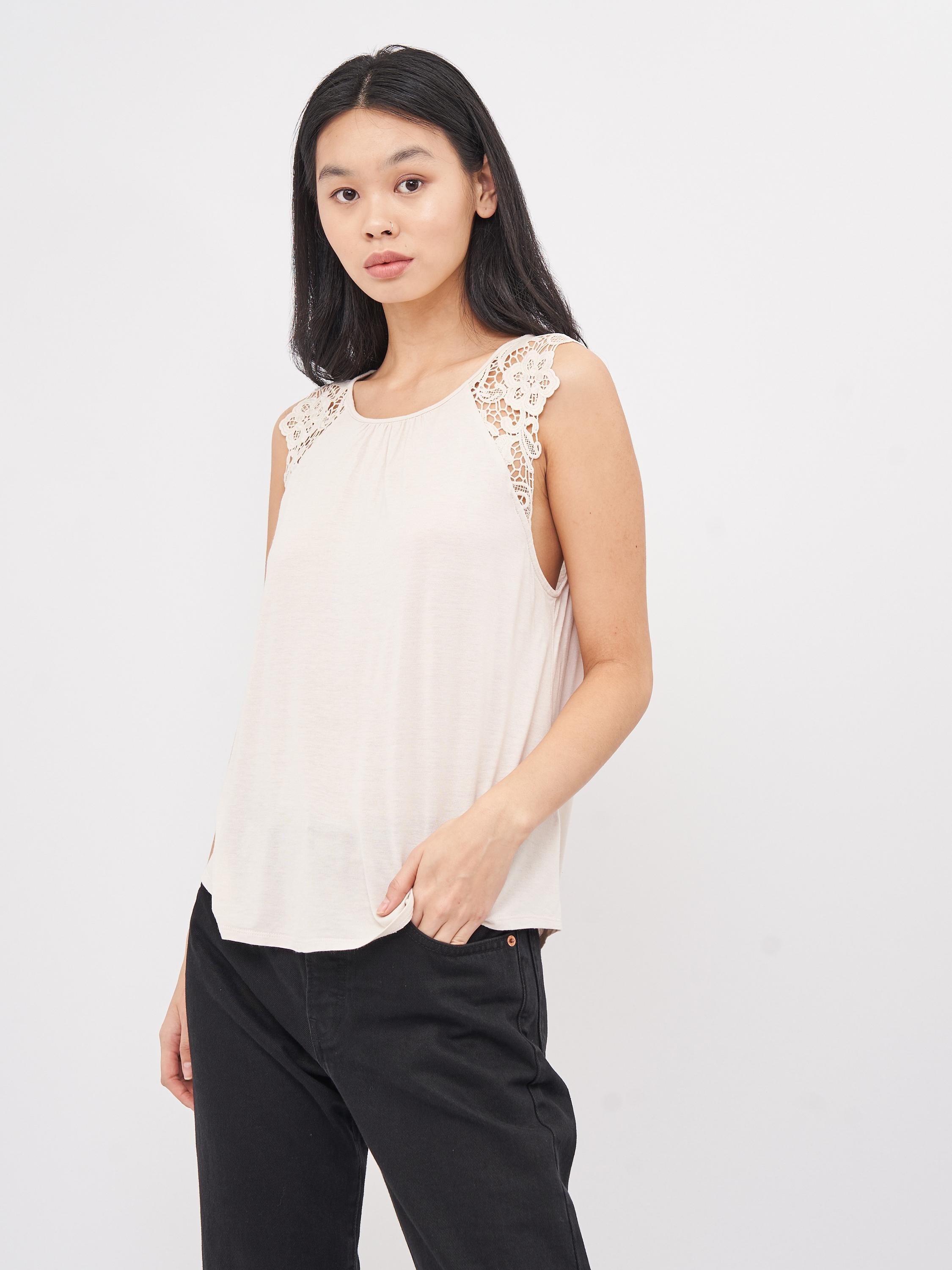 Майка женская с кружевом XS Светло-бежевый (7814610log)