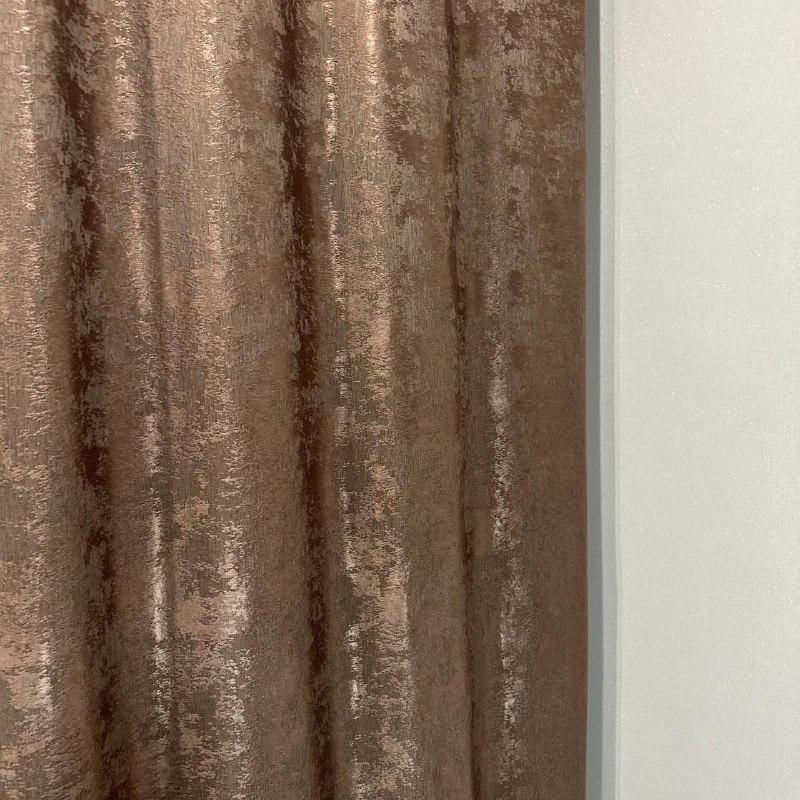 Шторы жаккардовые с мраморным узором среднее затемнение 1,5x2,7 м 2 шт. Коричневый (К1039-17) - фото 5