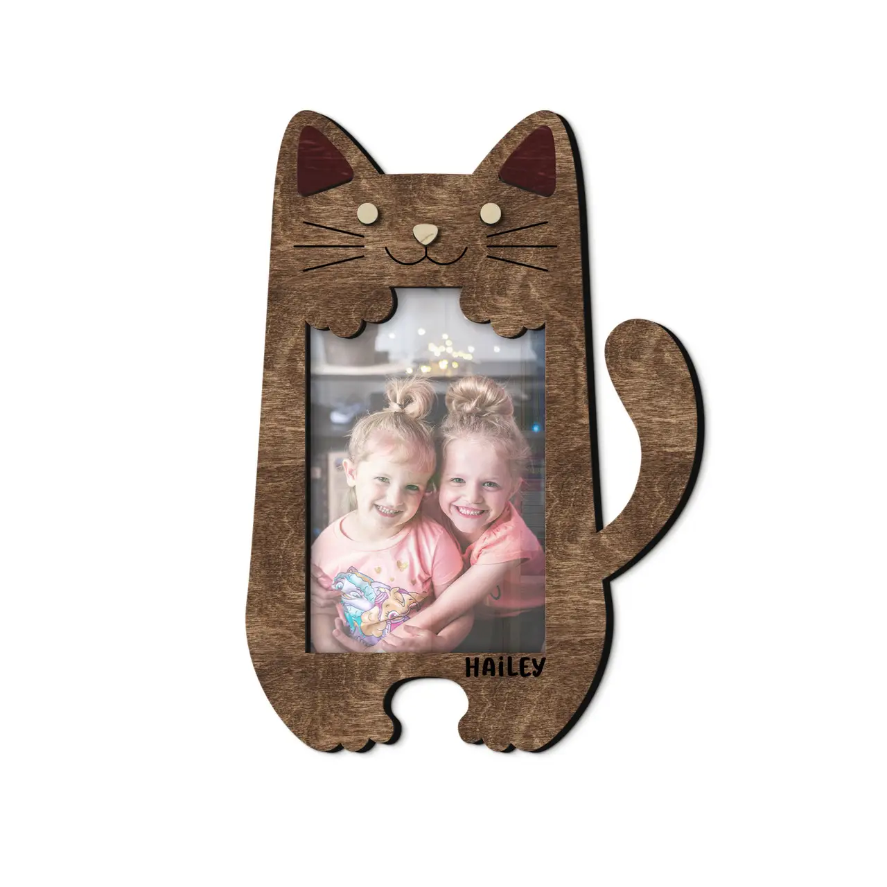 Фоторамка персоналізована у формі кішки на 1 фото Темно-коричневий (cat_4x6_vertical-4) - фото 1 Фоторамка персоналізована у формі кішки на 1 фото Темно-коричневий (cat_4x6_vertical-4) - фото 1