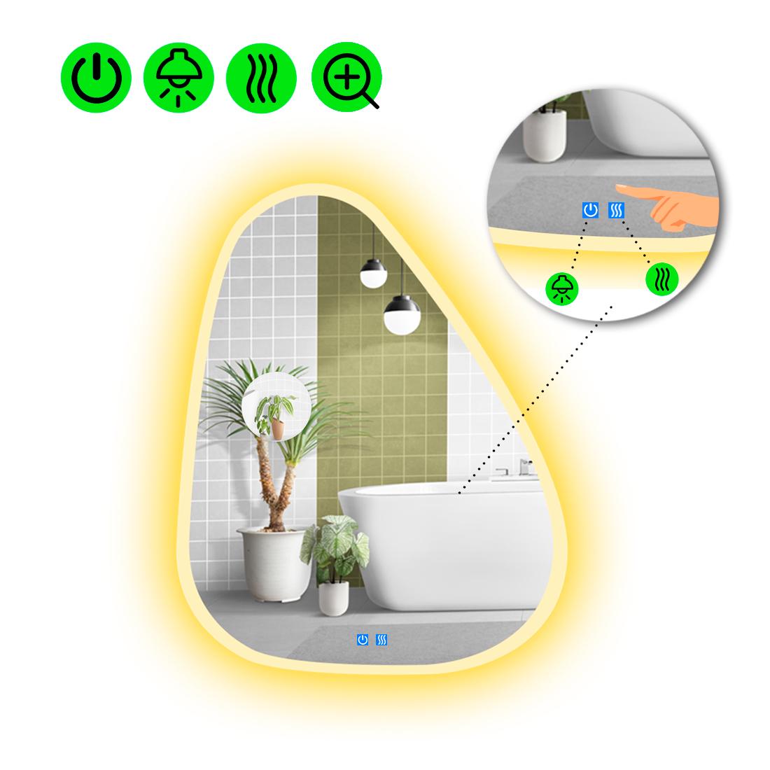 Зеркало с LED подсветкой Doccia 3 с двумя сенсорами 100x80 см (8737753)