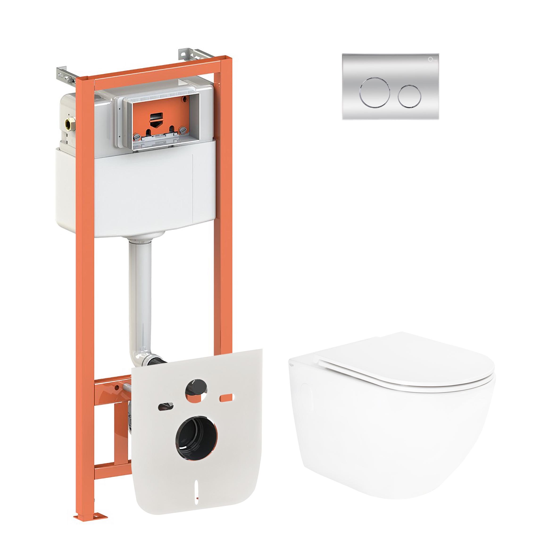 Комплект інсталяції Q-tap Nest/Robin QT13332141ERW0133M425M11112CRM з унітазом кнопка Хром (124762)