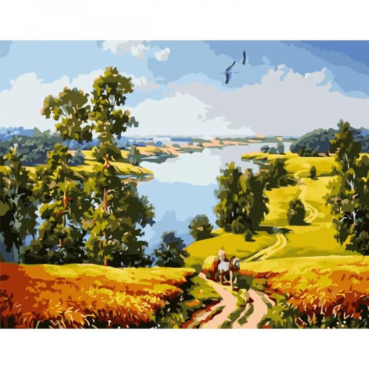 Картина за номерами Strateg Дорога до річки з лаком та рівнем 40х50 см (VA-3507)