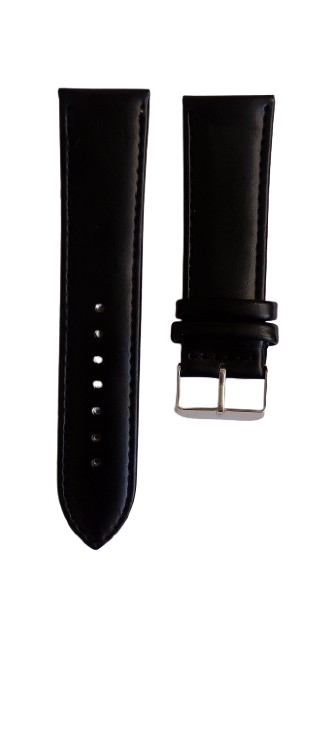 Кожаный ремешок Toscana для часов 24 мм Черный гладкий Strap (3445)