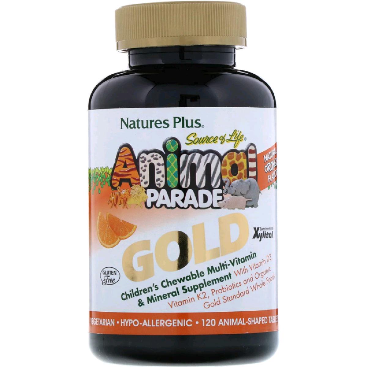 Мультивитамины для детей Natures Plus Animal Parade Gold со вкусом апельсина 120 жевательных таблеток (NTP29936)