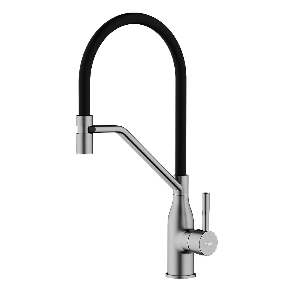 Смеситель для кухни Frap F4497-9 с силиконовым изливом Gun Grey (SE01046713)