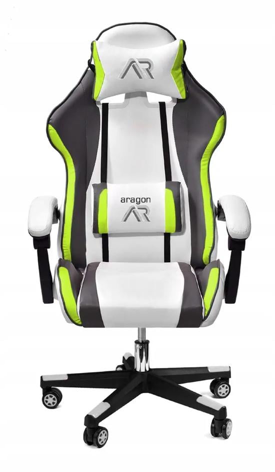 Крісло комп'ютерне для геймера JUMI ARAGON TRICOLOR Lime/White (А31)