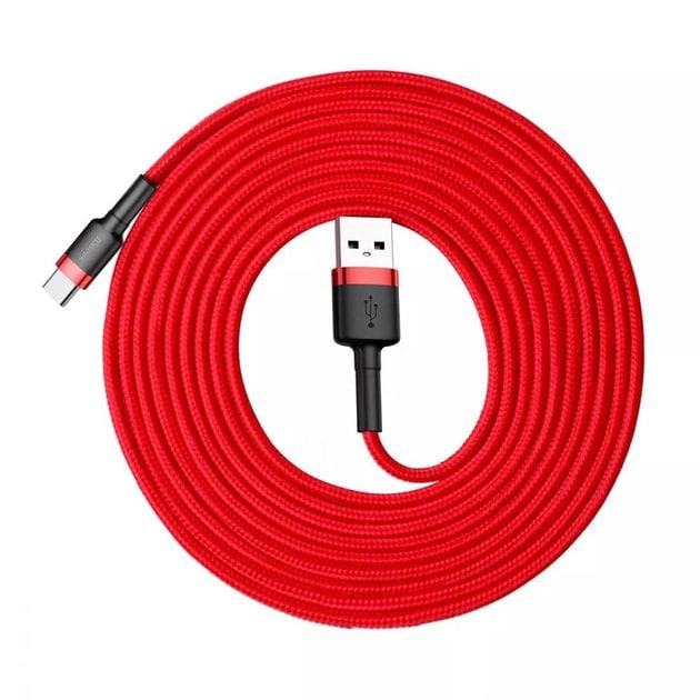 Кабель для быстрой зарядки BASEUS Cafule Cable USB to Type-C  2 A 2 м Red (CATKLF-C09) - фото 8