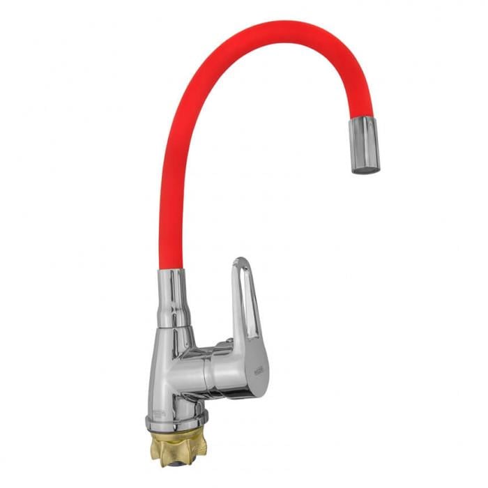Смеситель для кухни Wezer SOP4-R045 RED 1036598 с гибким изливом Красный (102415)