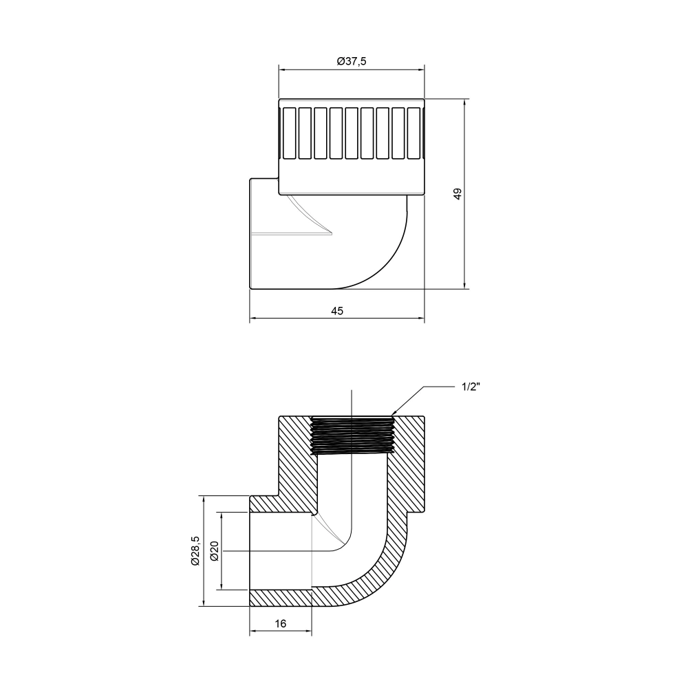 Уголок PPR Thermo Alliance 90° 20х1/2" для полипропиленовых труб (FRRS00029416) - фото 2