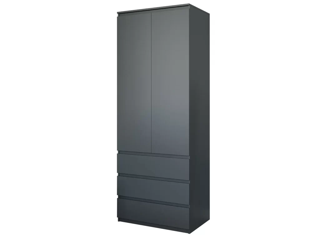 Шкаф распашный для одежды MBL T210 с полками и ящиками для спальни Антрацит (568875468995)