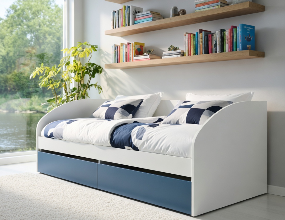 Кровать с ящиками односпальная Брайт Мастер Форм 835x2032x600 мм Белый/Антрацит (200689)