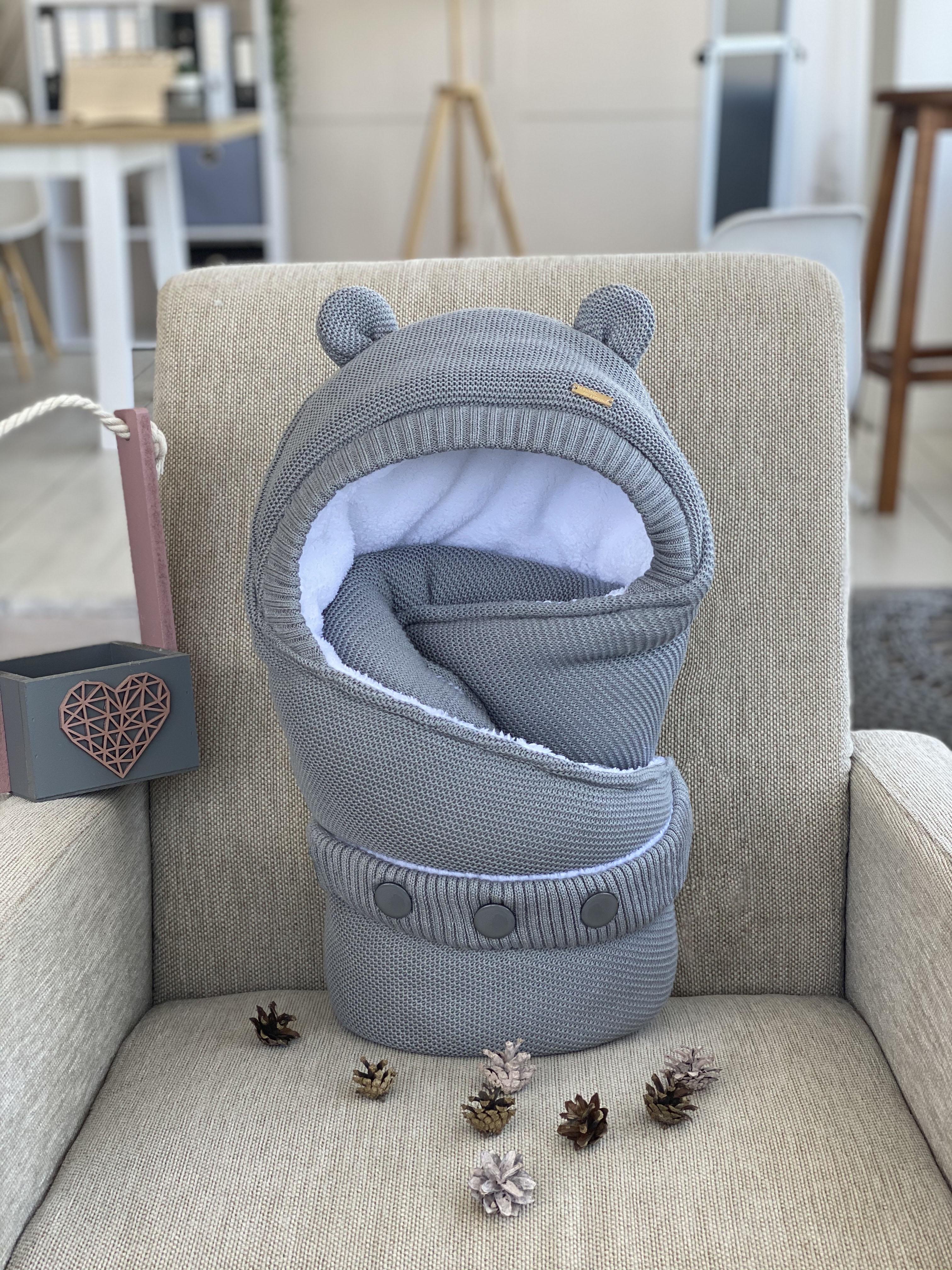 Комплект на выписку для новорожденного зимний вязаный Мишутка Kids fantasy Серый (FK07)