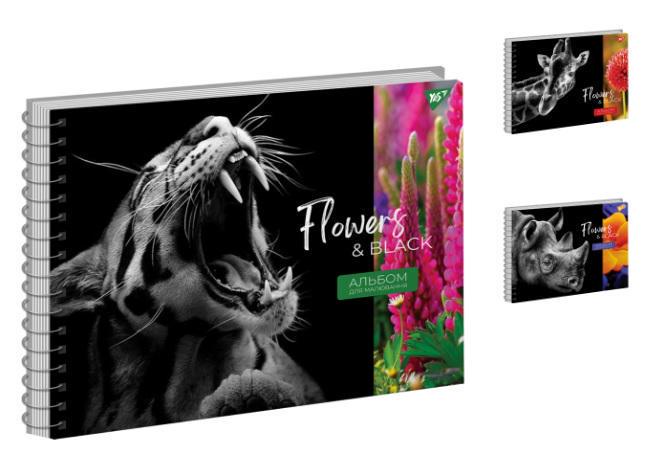 Альбом для малювання YES Flowers Black А4 на спіралі гібридний лак 120 г/м2 20 арк. (MTT-161928) - фото 2