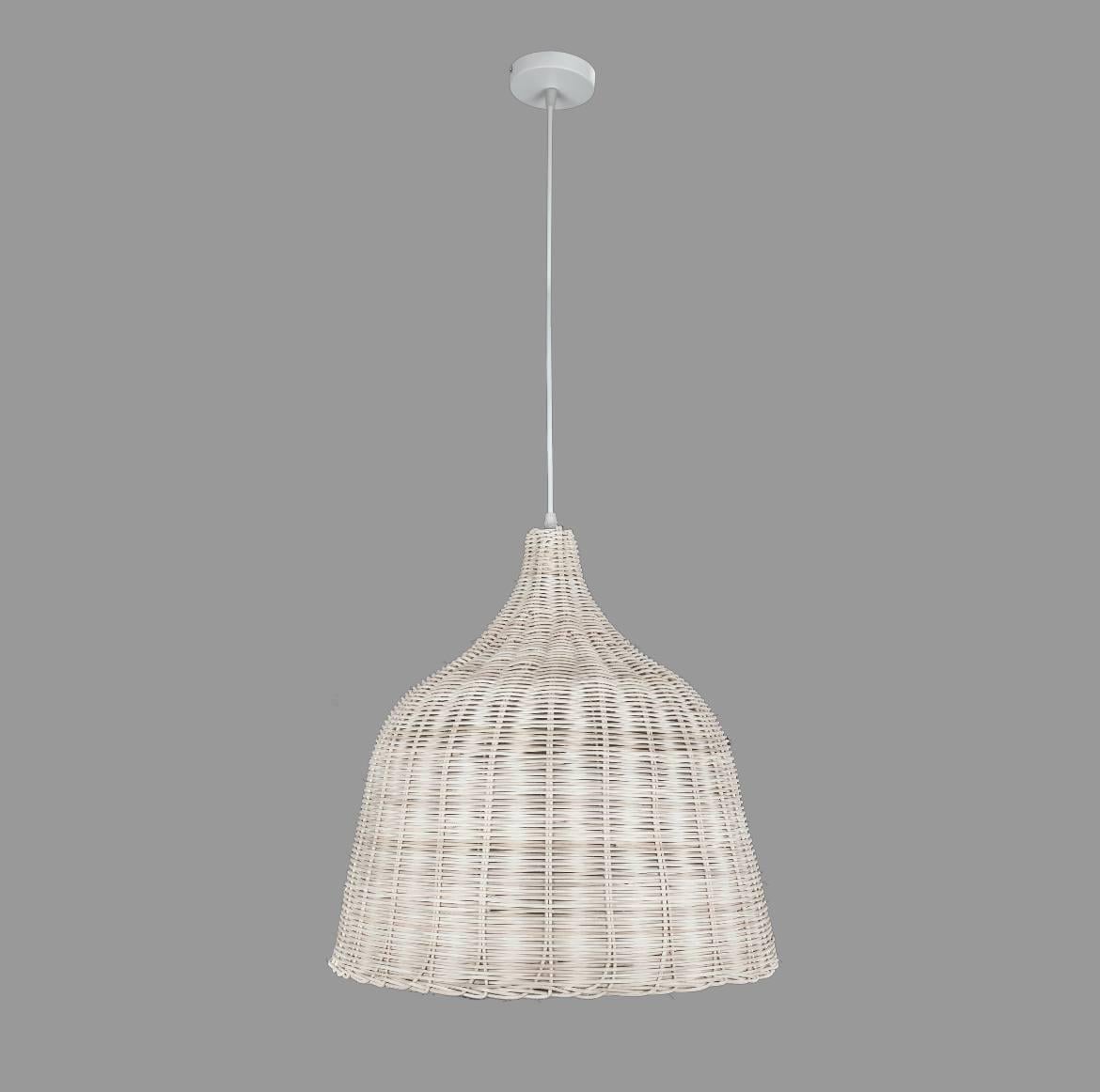 Світильник підвісний ротанговий 47 см Бежевий (971-RATTAN-1(470) WOOD)