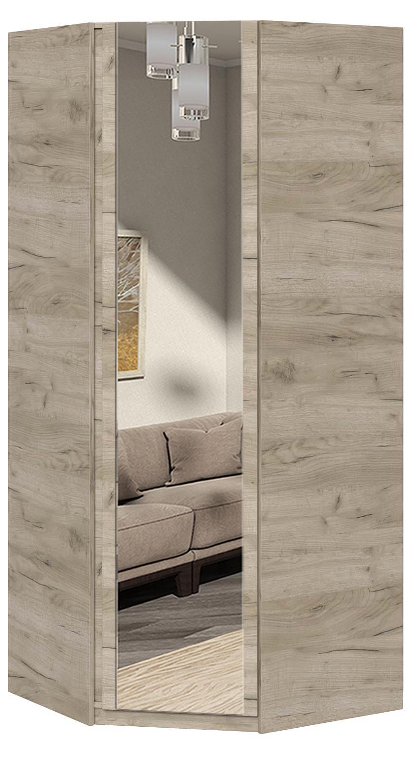 Шафа кутова з дзеркалом Майстер Форм Брайт 850х520х2000 мм Дуб крафт сірий (32176) - фото 1 Шафа кутова з дзеркалом Майстер Форм Брайт 850х520х2000 мм Дуб крафт сірий (32176) - фото 1
