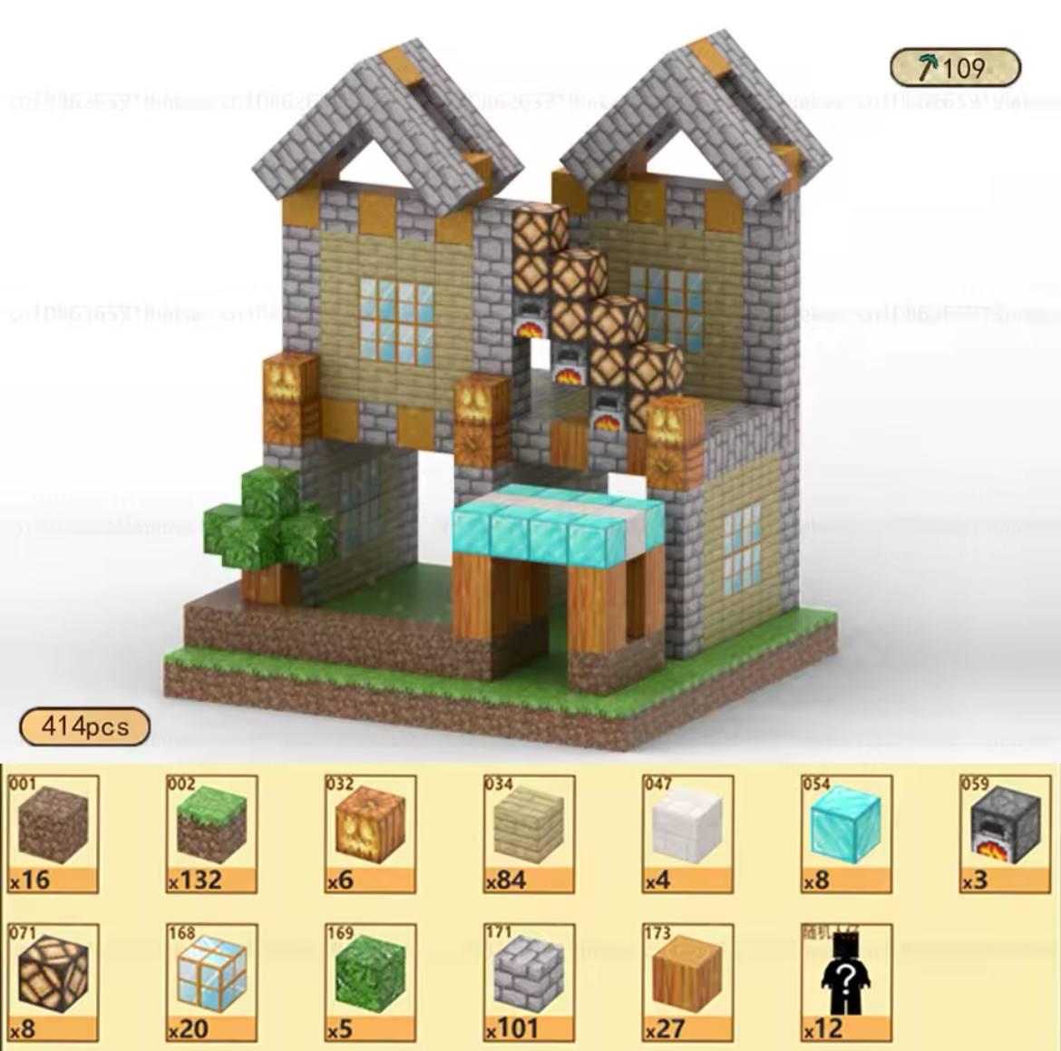 Конструктор для детей Minecraft на магнитах 414 детали X138 (llo8481513)