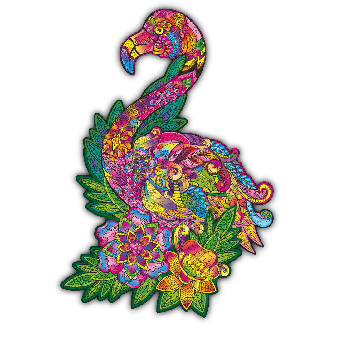 Деревянный пазл Фламинго с подарочной коробочкой 196 элементов 48х32 см (1488014384)