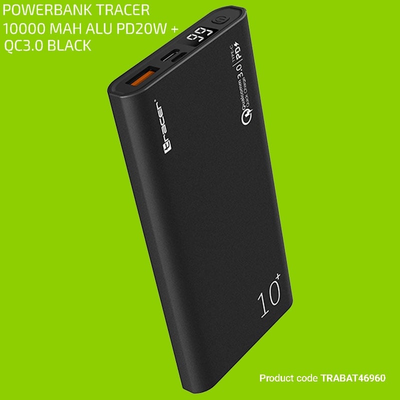 Повербанк Tracer alu PD20W 46960 + QC3,0 10000 mAh Black (13465948) - фото 3