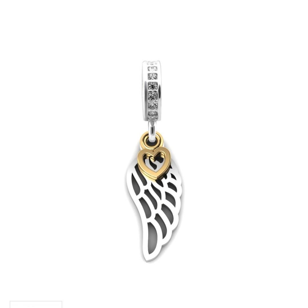 Підвіска шарм срібна Крило Ангела покрите родієм 925/375 проби 0,85 г (507)