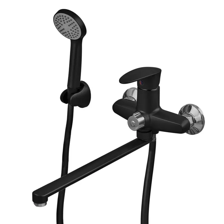 Смеситель для ванной с душевым набором PLAMIX CEZAR-006 Matte Black (PM0690)