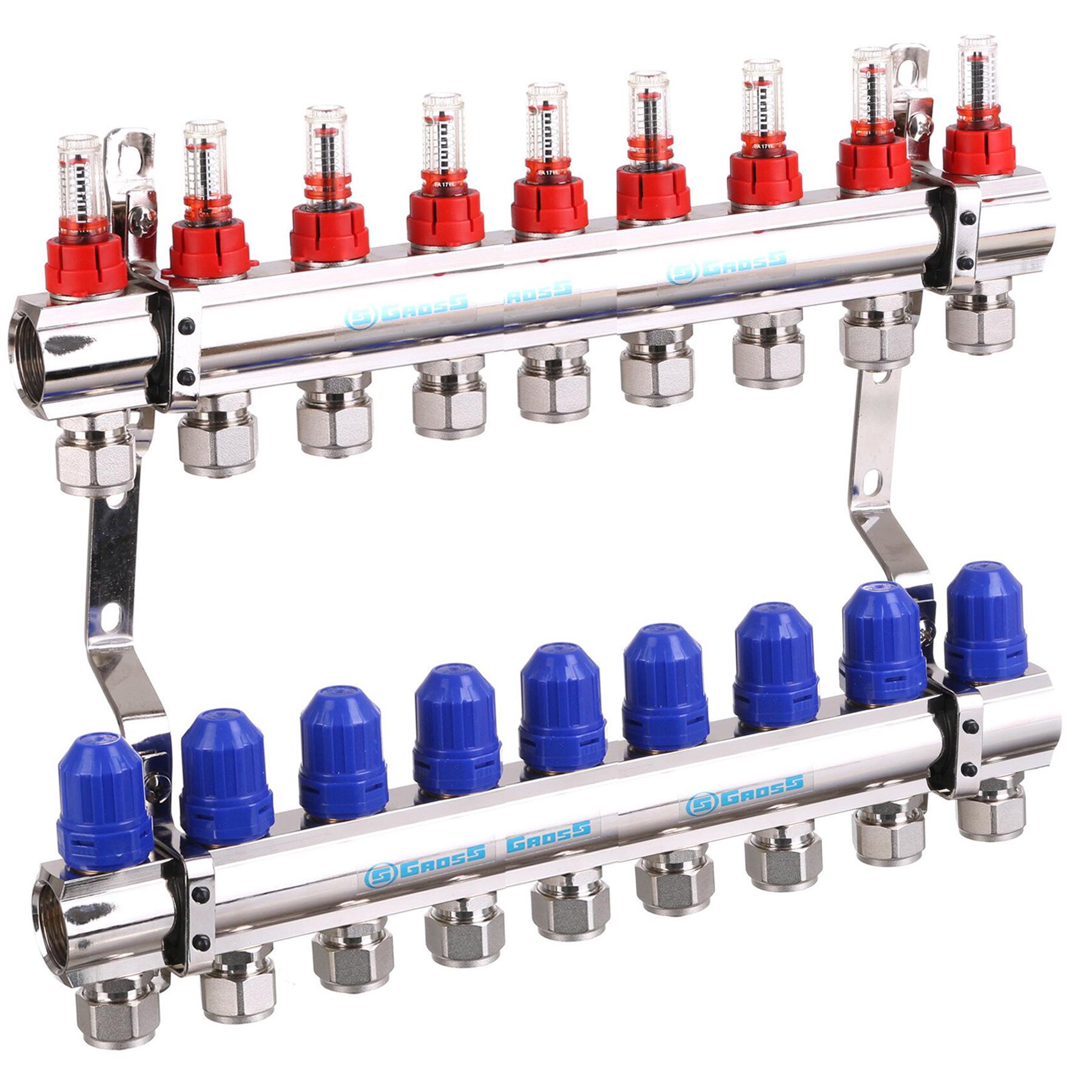 Колектор із витратомірами регуляторами та кріпленням Gross 8504 1x9 (000021092)