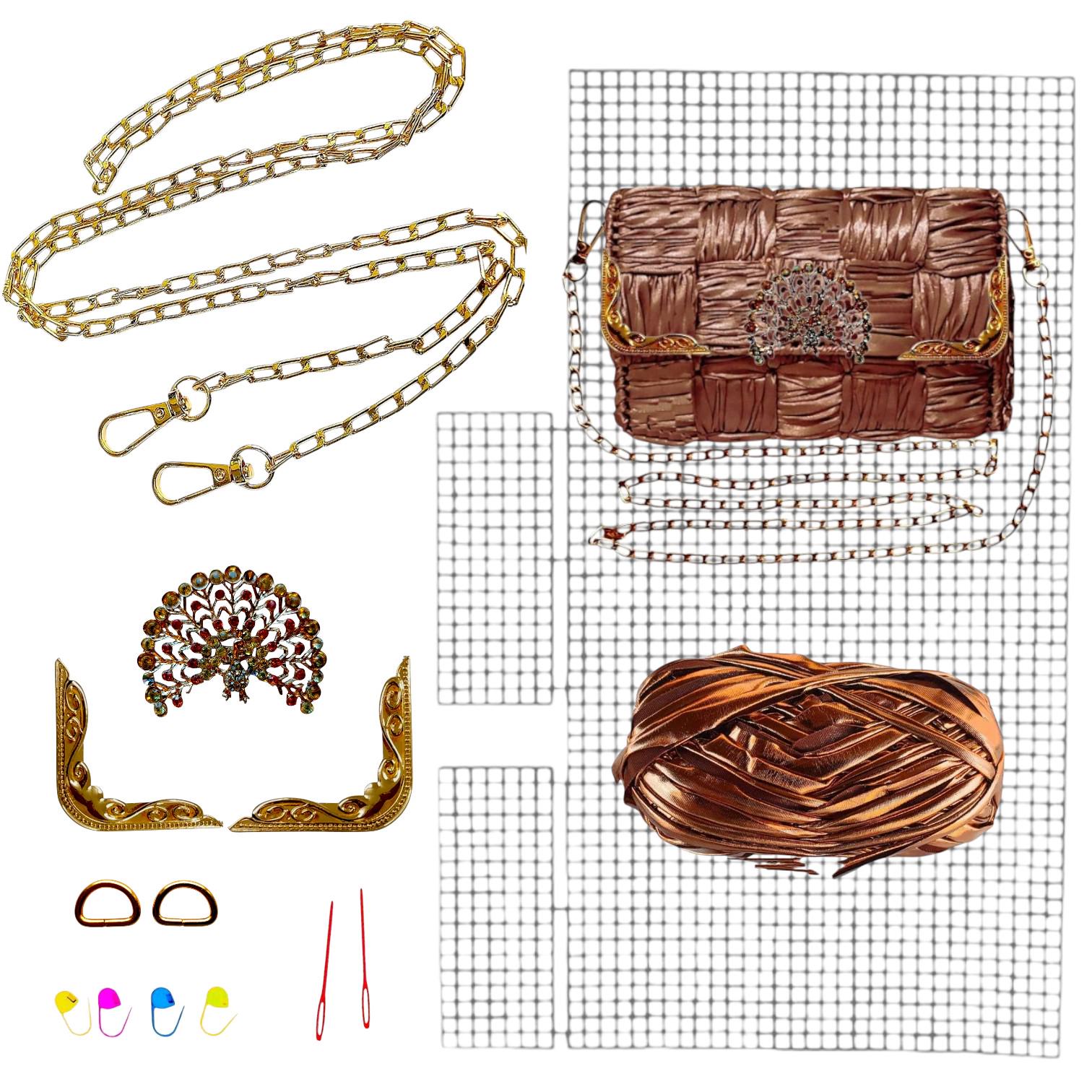 Набор для создания сумки из пластиковой канвы Декоративная брошь Павлин с нитками металлик Темно-серый (8219-48) - фото 2 Набор для создания сумки из пластиковой канвы Декоративная брошь Павлин с нитками металлик Темно-серый (8219-48) - фото 2