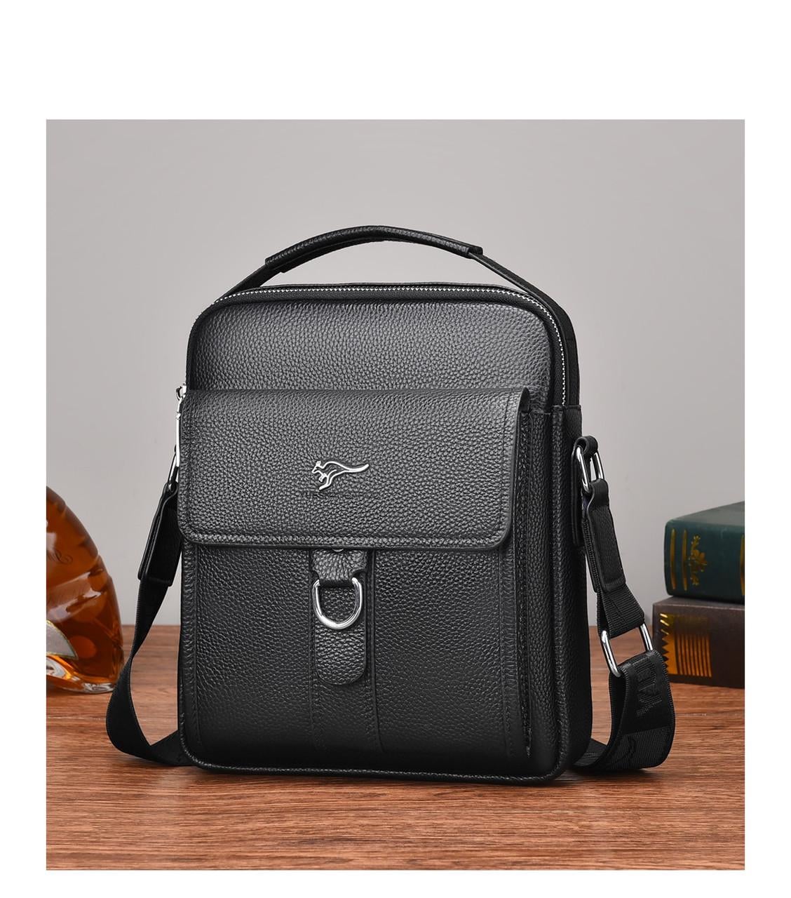 Сумка чоловіча шкіряна Kangaroo портативна Чорний (2338952605)