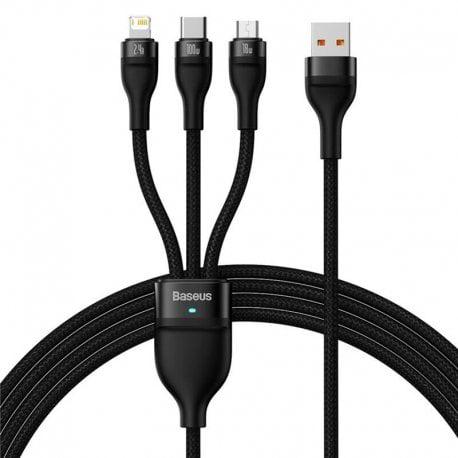 Кабель BASEUS Flash Series 2 3in1 Micro USB/Lightning/Type-C 100W 1,2 м Black (CASS030001)