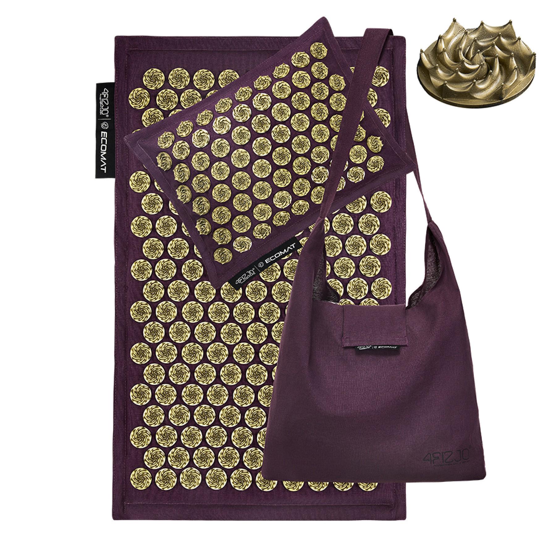 Килимок акупунктурний 4FIZJO Eco Mat Аплікатор Кузнєцова з подушкою 68x42 см Wine Red/Gold (25827) - фото 6