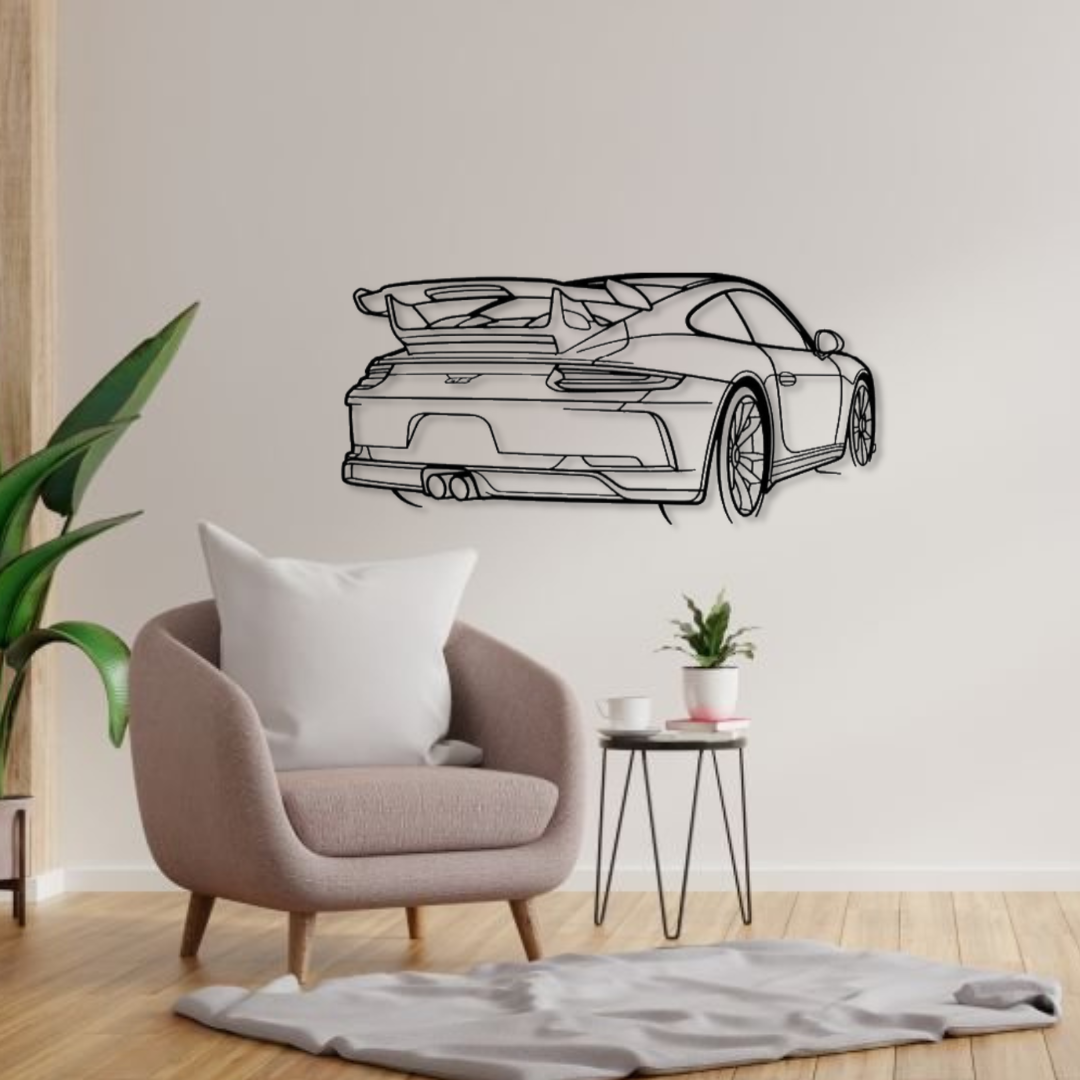 Декор на стену авто Porsche 911 GT3 из металла 100 см (auto65)