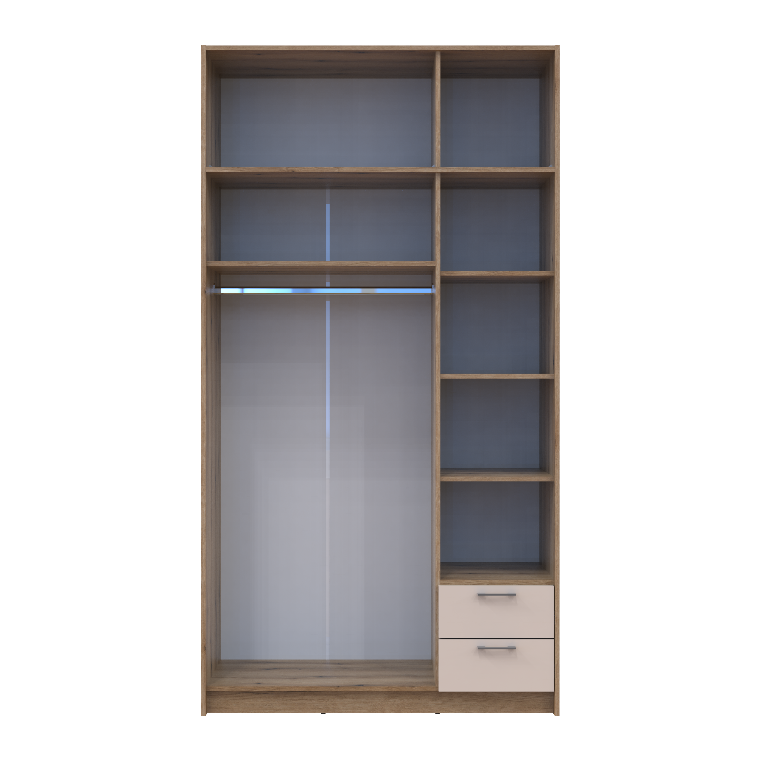 Шафа для одягу Ронді з антресолею 3 ДСП 121х52х236 см Дуб Артізан/Кашемір (80737819) - фото 5 Шафа для одягу Ронді з антресолею 3 ДСП 121х52х236 см Дуб Артізан/Кашемір (80737819) - фото 5