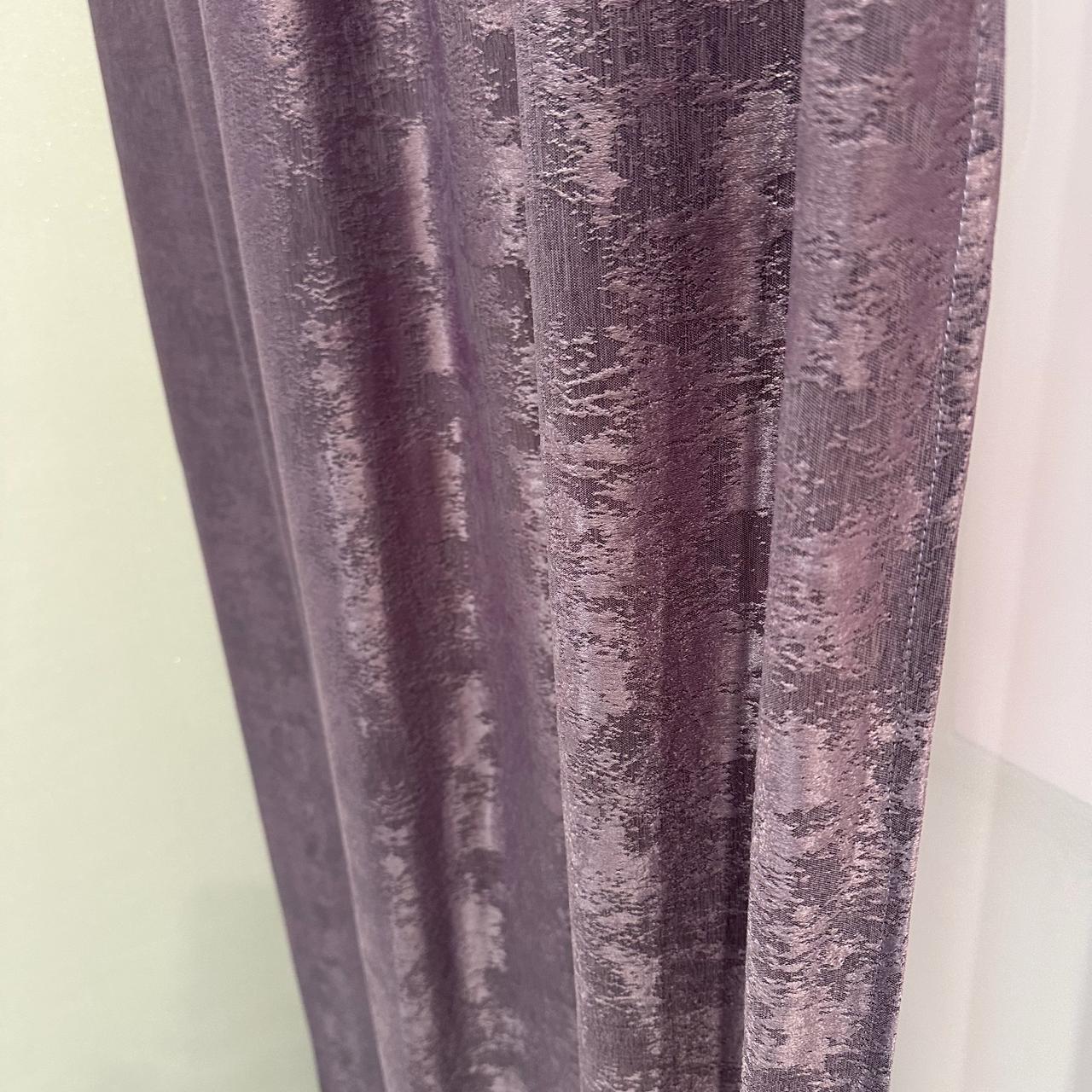 Шторы жаккардовые с мраморным узором среднее затемнение 1,5x2,7 м 2 шт. Фиолетовый (К1039-24) - фото 6