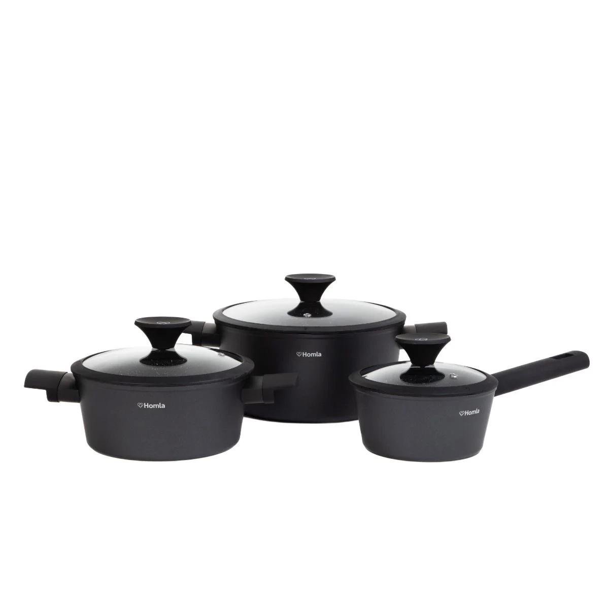 Набір кастрюль з кришками Homla TRISTAN 6 пр. Чорний (228874)