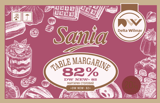 Маргарин Sania 82 % столовый без транс изомеров 20 кг (2198530094)
