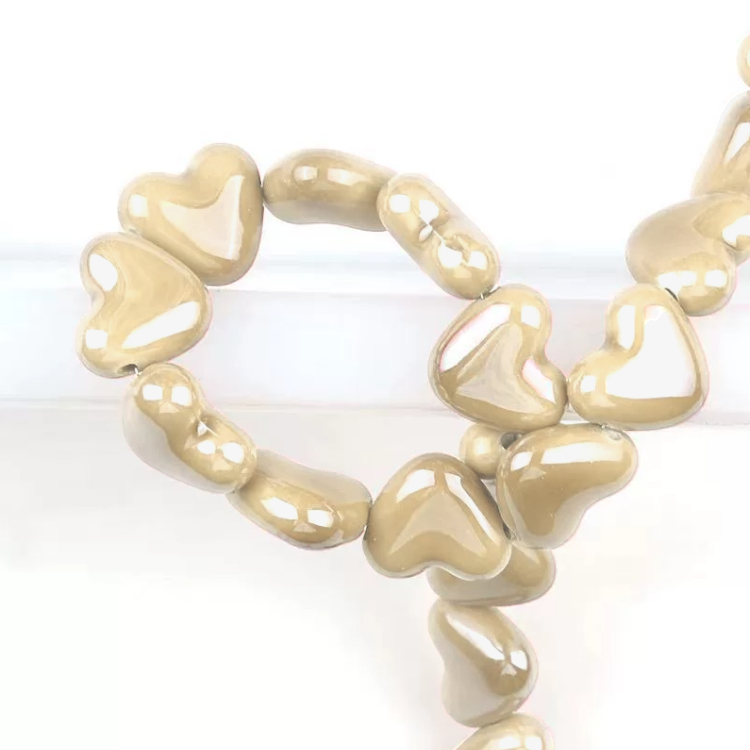 Бусины Сердце керамические горизонт. отверстие 15х13 мм 5 шт. Бежевый (КБ1315с03)