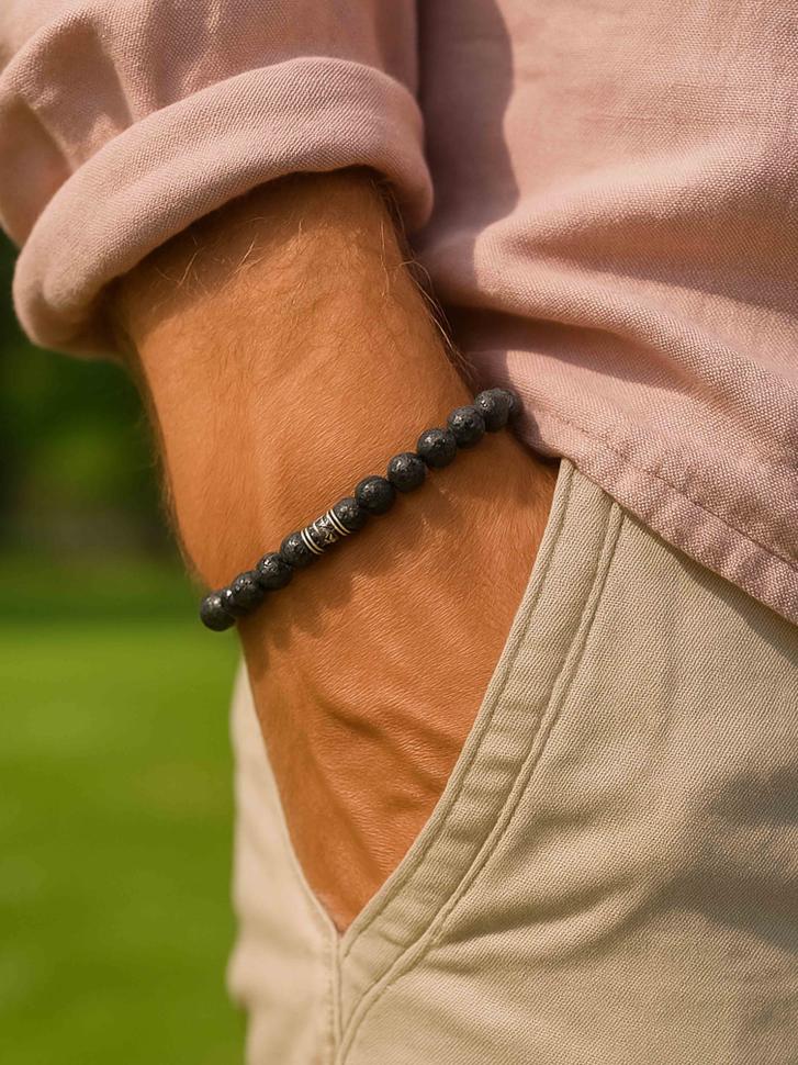 Браслет для мужчин из вулканической лавы (3472)